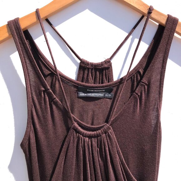 Club Monaco double layer tank top women size XS chocolate brown spaghetti straps - Picture 2 of 10